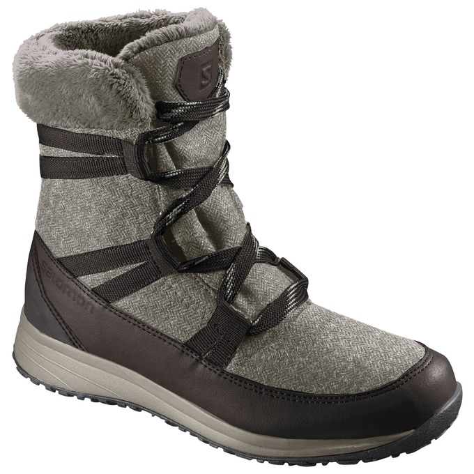 SALOMON UK HEIKA CS WP - Womens Winter Boots Grey/Chocolate,ZGFL61934